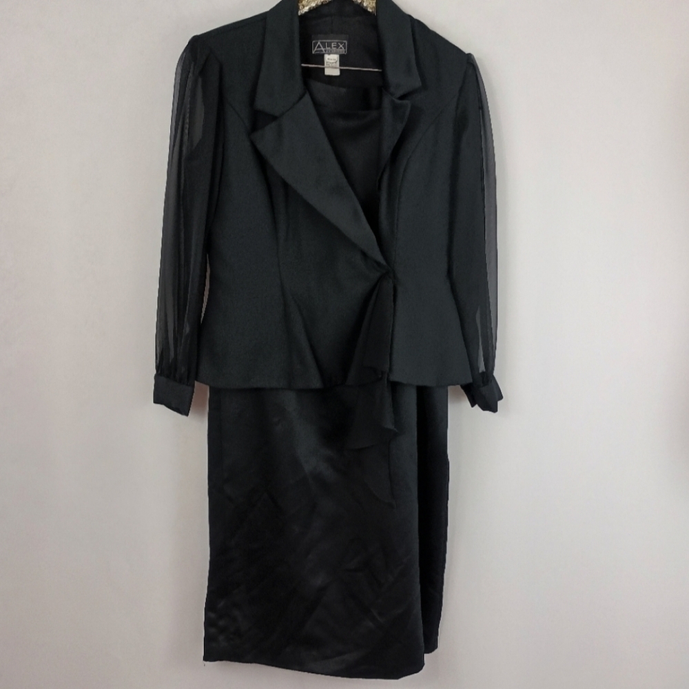 Vintage 90s Alex Evenings Womens Plus Size Black Skirt Set size 16